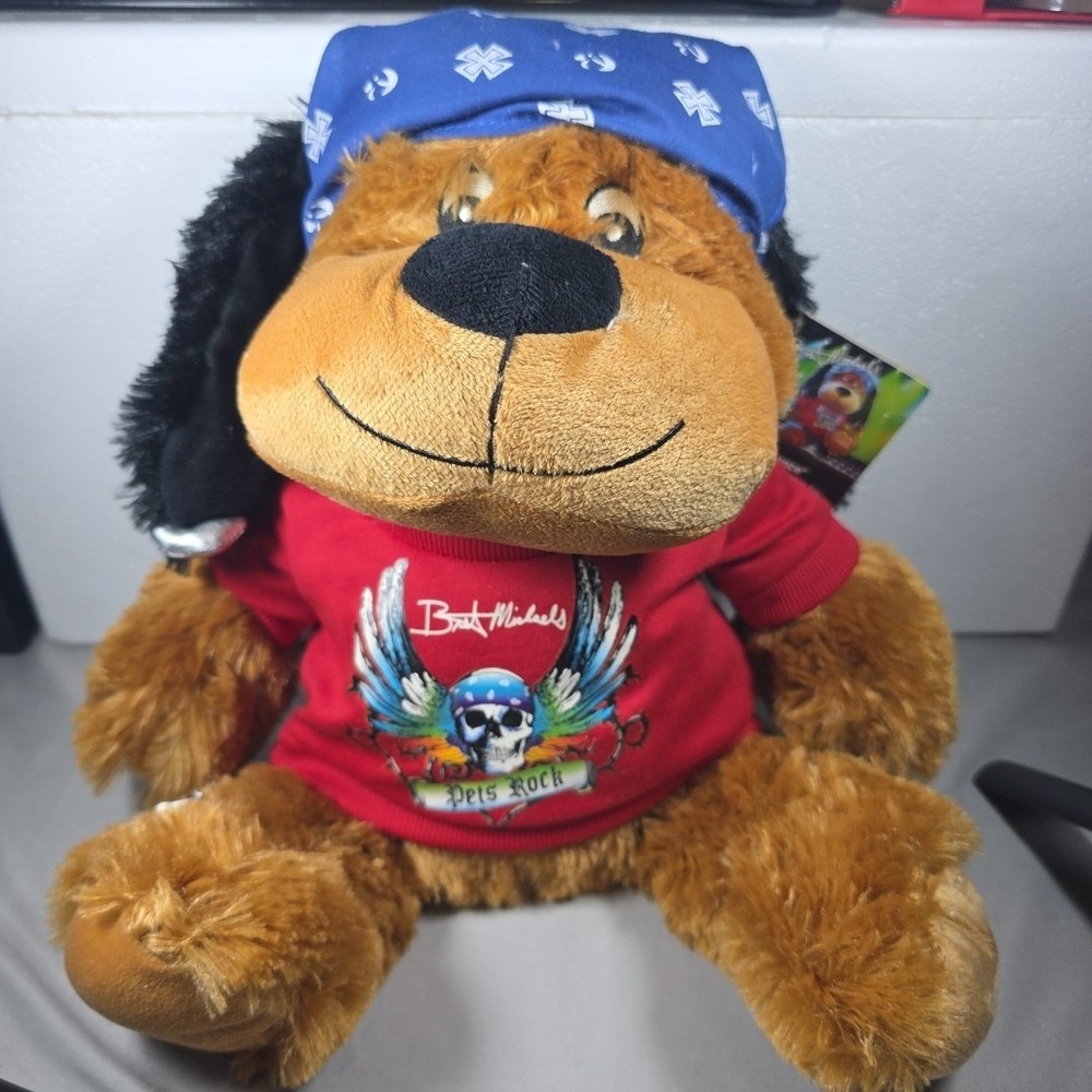 2013 BRET MICHAELS 16" Plush Dog w/ Pets rock shirt‎ Luv A Pet Pet-smart Stuffed